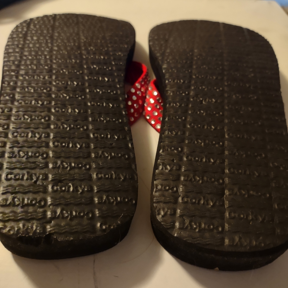 Corkys Red Rhinestone Flip Flops - Picture 4 of 5